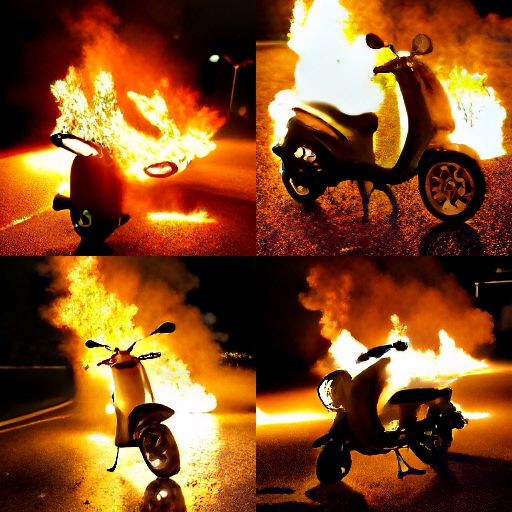 Motorroller in Flammen