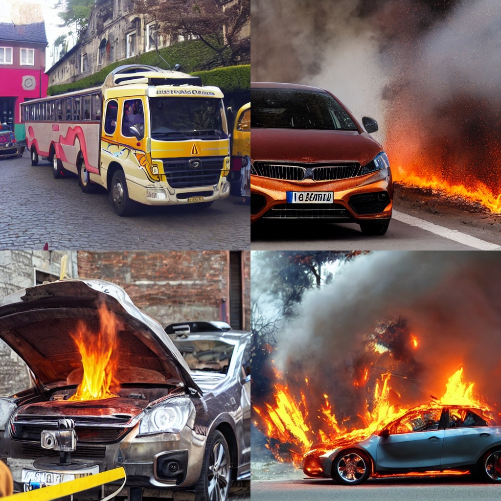 Mehrere Autos in Flammen