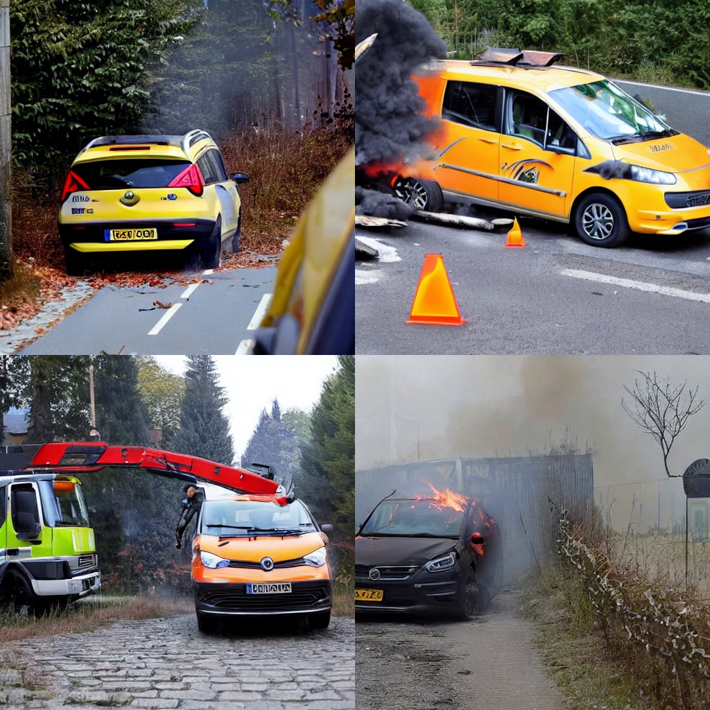 Vier beschädigte Autos durch Feuer